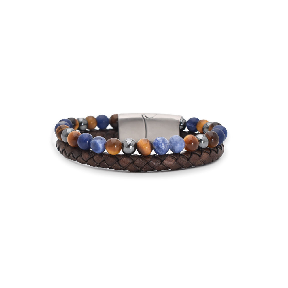 Blue Beads - Leder & Edelstenen